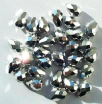 30 10x7mm Metallic Silver Faceted Drop Beads